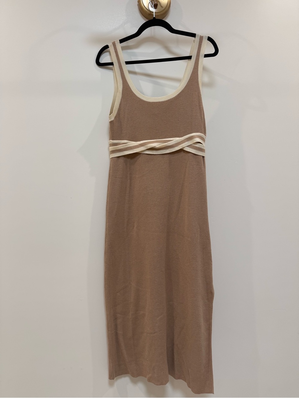 Ellis Color Block Maxi Dress in Brown & Cream Size Large